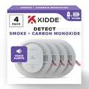 Kidde Hardwired Smoke & Carbon Monoxide Detector, 10-Year Battery Backup, Voice Alerts, Interconnectable LED Warning Light Indicators, 4 Pack 