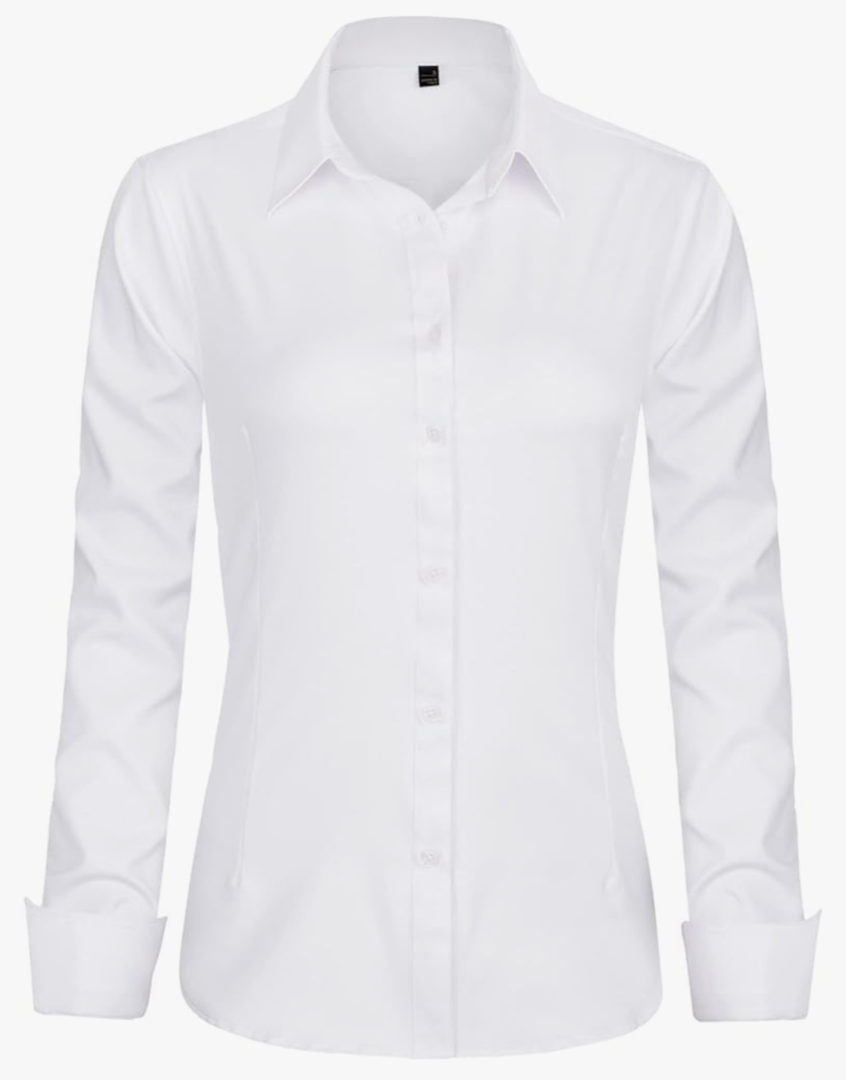 J.VER Womens Dress Shirts Long Sleeve Button Down Shirt Wrinkle-Free Business Casual Blouse Office Work Tops Size M