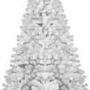 8.5FT White Artificial Christmas Tree, Realistic Unlit Christmas Tree with 1064 Branch Tips, Memory Wire Full Xmas Tree with Foldable Base and Metal Hinges for Holiday, Party, Home, Office
