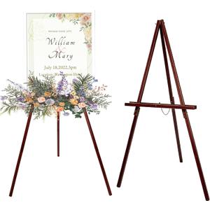 Wooden Easel Stand for Sign, 60" Portable Painting Easel, Adjustable Poster Stand with Tripod Easel, Wedding Easel Standing for Welcome Sign Stand (Brown), 21.65 x 60 inches