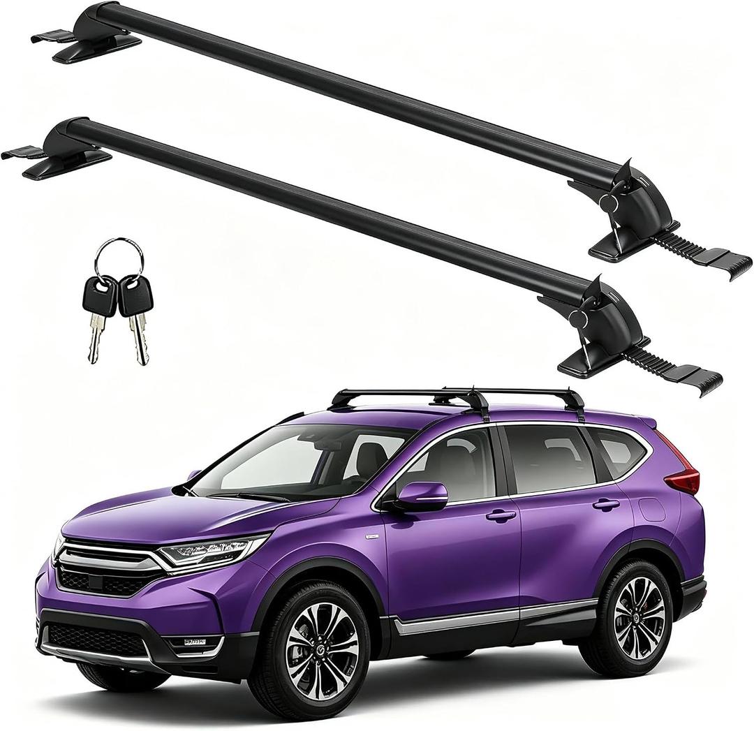 43" Universal Roof Rack Cross Bars, Upgraded Aluminum Lockable Crossbars with Extendable Window Frame Mount, 165lbs Capacity, Fits Bare Roof Cars SUVs Trucks, Dual Security Keys