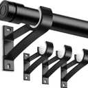 KOLAKO Curtain Rod Bracket, Heavy Duty Curtain Rod Holders Single Decorative Rod Hooks Hanger for 1 Inch Dia Rod, Black 4 Pack (Set of 4)