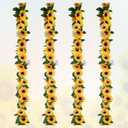4 Pack Sunflower Garland Fall Decor, 7.5ft Silk Artificial Sunflower Outdoor Hanging Vines with Green Leaves Garland for Garden Party Table Centerpieces Wedding Decorations