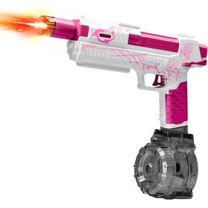Electric Water Gun for Adults Kids, Automatic Squirt Gun with a Long Range of up to 26 Ft, LED Light Large Capacity IP7 Waterproof Fully Auto Water Gun(Pink)