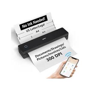 Portable Printer Wireless for Travel, Small Bluetooth Thermal Inkless Printer Support 8.5×11" US Letter Thermal Paper, Mobile Printing for Office, Car, Home, Compatible with iOS, Andorid & Laptop