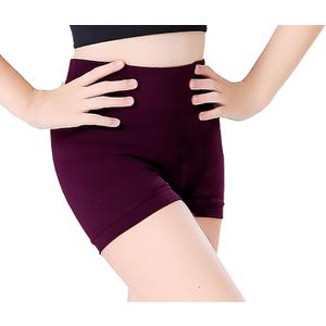 Gymnastics Dance Shorts for Girls Kids Athletic Spandex Biker for Ballet Tumbling Tennis Volleyball Cheers (Burgundy)