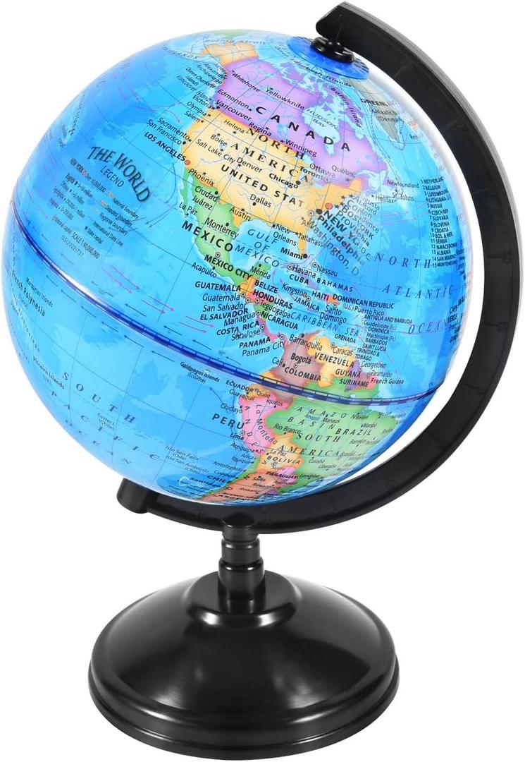 Rotating World Globe 6 Inch Spinning Earth Globe with Stand for Kids Learning Geography Classroom Education or Office Home Decorations (Blue)