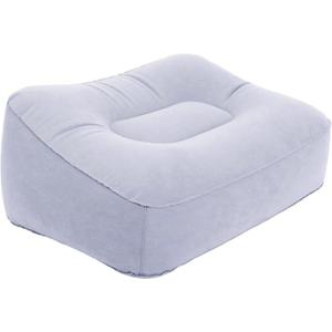 Inflatable Foot Rest for Travel, Soft Flocking Airplane Leg Rest Pillow, Portable Cushion Ottoman for Flights, Office, Home, Camping (Gray)