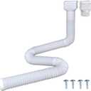 7ft Long Gutter Downspout Extensions, 3.1 OD Downspout Extender Drainage Pipe for 2"3" Downspout and 3"4"Downspout, Flexible Pipe Stretched Length 7ft, White,1-Pack