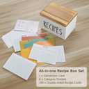 Recipe Box, Wood Recipe Card Box Set, Recipe Box with 100 Cards and 6 Dividers,4x6 Recipe Organizer, Recipe Card Holder, White