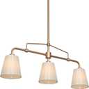 KSANA Chandeliers for Dining Room, 3 Light Gold Linear Chandelier Modern Chandelier Kitchen Island Light with White Fabric Shade for Dining Room, Living Room, Hallway