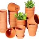 3 Inch Terracotta Pots with Saucer-20 PackCactus Terra Cotta Flower Pot with DrainageSucculent Nursery Clay Pots Great for Plants,DIY Crafts, Wedding Favor