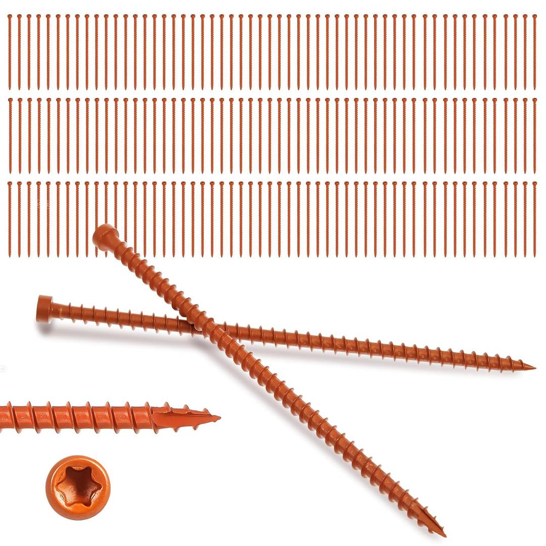 100Pcs Truss Screws, 6 Inch Structural Screws for Truss Rafter to Plate and Stud to Plate Connections, Clear Zinc with Orange Topcoat