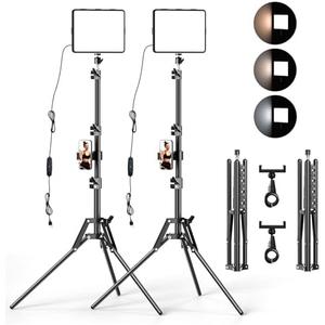 ALTSON 2 Packs Video Light Kit, LED Studio Light, 2700-6500K Dimmable Photography Lighting Kit with Tripod Stand&Phone Holder, 12" Rotating Streaming Light for Video Recording, Game Streaming, YouTube