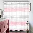 KOMLLEX Abstract Grey Pink Shower Curtain for Women Bathroom Decor 60Wx72H Modern Striped Aesthetic Minimalist Geometric Simple Neutral Watercolor Painting Fabric Waterproof Polyester 12 Pack Hooks
