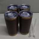 20 oz Tumbler with Lid Stainless Steel Insulated Tumblers Bulk Double Wall Vacuum Cups Powder Coated Travel Mug Keep Drinks Cold and Hot, Brown, 4 Pack