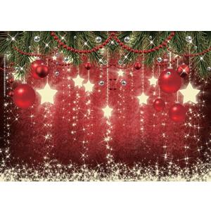 8x6FT Christmas Backdrops Red Ball Theme Background Shining Stars Background New Year Backdrop for Christmas Party Decoration Banner