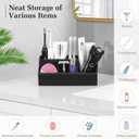 Luxspire Bathroom Counter Organizer, 5 Slots, Matte Black | Toothbrush Holder for Bathroom, Marble Bathroom Accessories for Toothbrush Toothpaste
