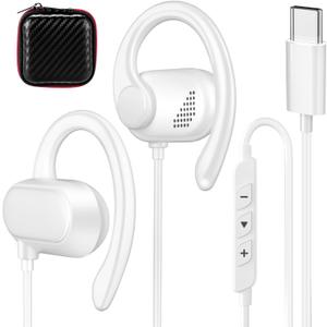 Open Ear USB C Headphones Wired Earbuds for iPhone 17 16 Pro Max 15 16e/iPad A16 11 10th,Type C Plug Over Ear Hooks Headphones with Mic for Samsung S26 Ultra S25 S24 S23 Sports Running Corded Headset