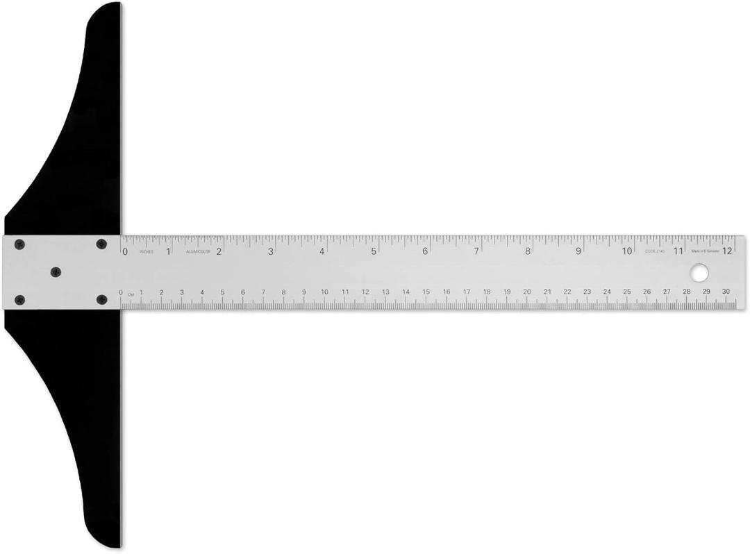 Alumicolor 12-inch Non Slip Standard Aluminum T-Square for Art Framing & Drafting, Silver