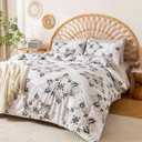 ARTALL Queen Comforter Set, 7 Pcs Bed in a Bag Comforter Queen Size, Classic Luxury Floral All Season Soft Bedding Set Queen with Comforter, Fitted Sheet, Flat Sheet, Pillowcases & Shams, Grey