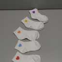 eallco Womens Cute Ankle Socks Cotton Crew Quarter Above Ankle High Socks Heart Design 5 Pairs