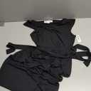 Amazon Essentials Women's Cap Sleeve Boat-Neck Faux Wrap Dress (Black)