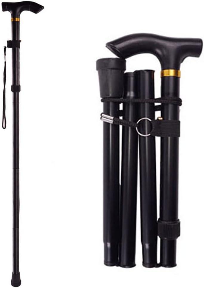 Collapsible Walking Cane for Women & Senior Men, Folding Lightweight Sticks for Seniors Balance, Adjustable Canes, Stick and Crutches for Adults, bastones para caminar Mujer & Hombre (BLACK)