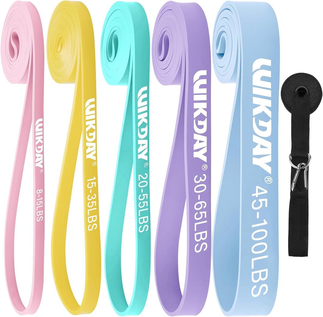 WIKDAY Resistance Bands, Pull Up Bands, Workout Bands for Exercise, Thick Heavy Resistance Band Set with Door Anchor, Elastic Bands for Body Stretching, Training at Home/Gym for Men & Women