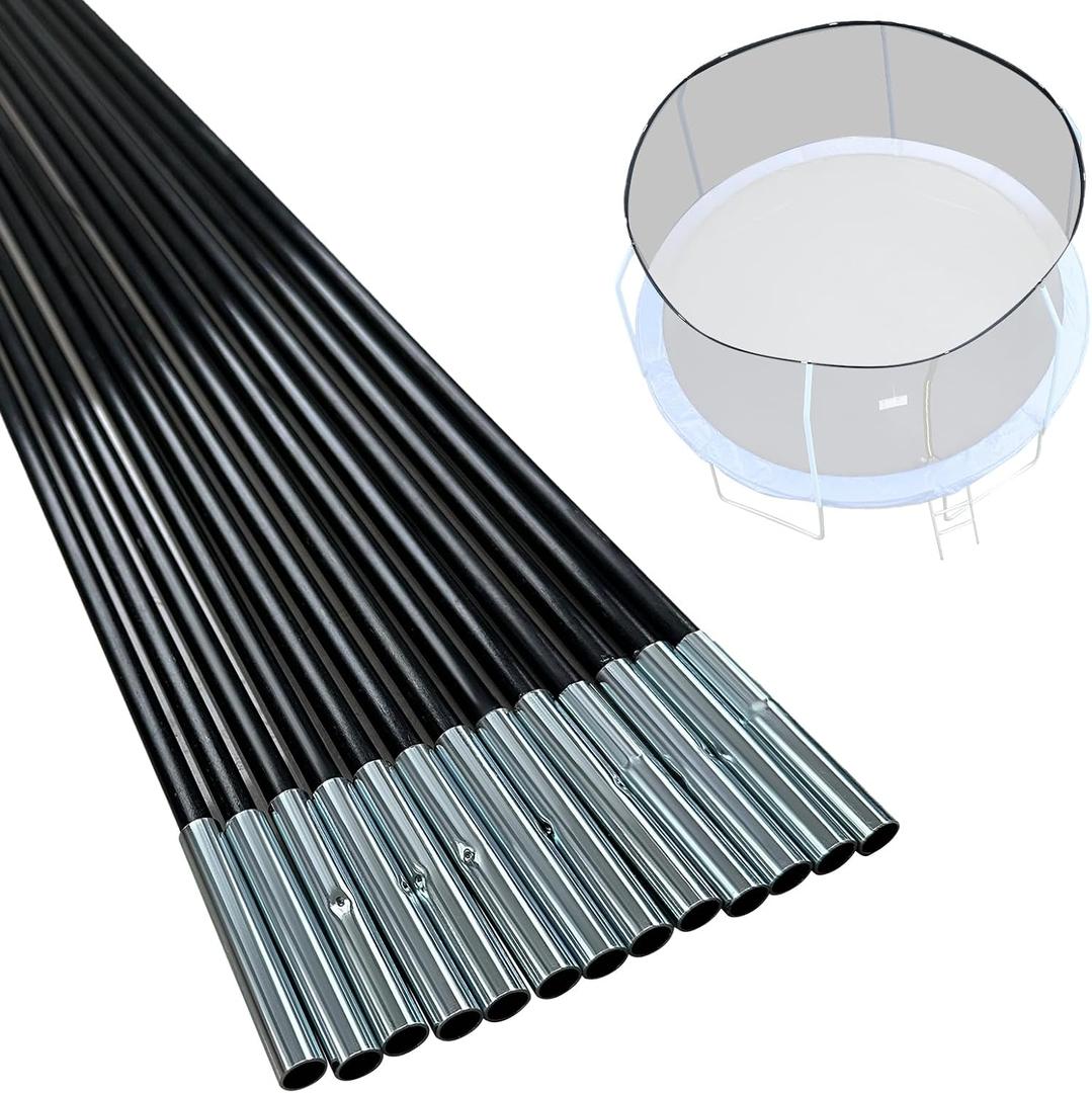 Universal Trampoline Fiber Glass Rods to Replace The Top Ring of Net Enclosure, Fiberglass Poles for 12/14/15Ft Frame with Tube Caps, Not for The Plastic T Connector