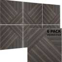 TO-TH Acoustic Wall Panels,6 Pack Total Size 72 x 48 Inches,Self-Adhesive Decorative Acoustic Panels for Wall and Ceiling,3D UV Printing with Wood Look,Rustic Walnut