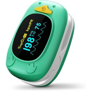 HOLFENRY JKS50A Pulse Oximeter For Kids-Baby Oxygen Monitor Fingertip For Children Kids Pulse Oximeter Fingertip, Large Display, Included with AAA Battery (Green)