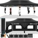 COBIZI 13x26 Pop Up Canopy with 6 Sidewall,Heavy Duty UPF 50+ All Season Wind Waterproof Commercial Outdoor Wedding Party Tents for Parties Canopy Gazebo with Roller Bag(13 x 26 ft Black)