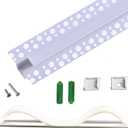 Plaster-in Trimless Ceiling Recessed LED Strip Channel Diffuser 10-Pack 3.3FT,Continuous Silicone Cover with Bilateral Upper Flange,Wide Aluminum Drywall Track (10X3.28FT, Bilateral Upper-Flanged)