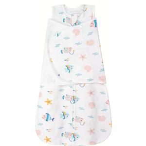 ZIGJOY Sleep Sack Swaddle 1.0 TOG Baby Wearable Blanket 100% Cotton Baby Swaddle Blanket for Newborns (0-6 Months, Ocean) S