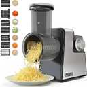 Anbull 7-in-1 Electric Salad Maker, 250W Professional Cheese Grater & Vegetable Cutter with Dicer, French Fry Blades, Automatic Slicer Shredder for Salads, Fruits, Nuts, One-Touch Meal Prep, BPA-Free (Silver)