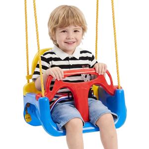 VEVOR 3-in-1 Baby Swing Seat 300 lbs Capacity Toddler Swing Red/Yellow/Blue