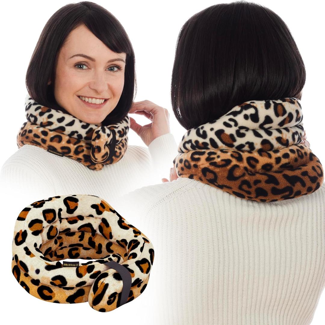 SunnyBay Microwave Heating Pad, Microwavable Heated Neck and Shoulder Wrap, Weighted Hands-Free Beanbag Pack with Wide Neck Coverage, 2.5 lbs, 26 Inches Long-Length, Made in USA, Leopard