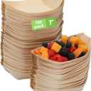 100 Pcs 7-Inch wood Appetizer Boats - Disposable Wooden Serving Trays for Canaps, Sushi, Snacks - Eco-Friendly Biodegradable Party Plates for Weddings, Birthdays, BBQs & Events