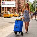 Shopping Cart, Super Loading Grocery Trolley, 220 lbs Capacity, Foldable Cart with Extra Large 55L Shopping Bag Portable Grocery Utility Cart with Adjustable Bungee Cord (Blue)