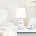 Ange Light Marble Small Table Lamp for Living Room as Bedside Table Lamp for Bedroom, Modern Ceramic Kids Night Table Lamp,6.5H12.44IN,Bulb Excluded