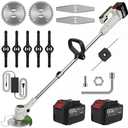 Electric Weed Wacker, Battery Weed Eater, 4 Types of Blades, can Easily and efficiently Clean Weeds and Small shrubs in The Yard, Lawn and Garden. Comes with Two 21V 5Ah Batteries and a Fast Charger