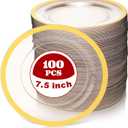 Tanlade 100 Pcs Clear Gold Plastic Plates Bulk 7.5 Inch Disposable Heavy Duty Dinner Plates with Rim Round Salad Dessert Appetizer Dinnerware for Wedding Birthday Party Supplies