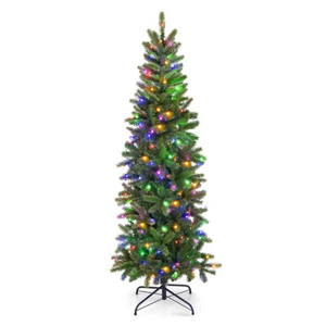Costway 5-ft Pre-Lit Hinged Artificial Christmas Tree with 390 Tips and 180 Multicolour Lights Costway 5-ft Pre-Lit Hinged Artificial Christmas Tree with 390 Tips and 180 Multicolour Lights