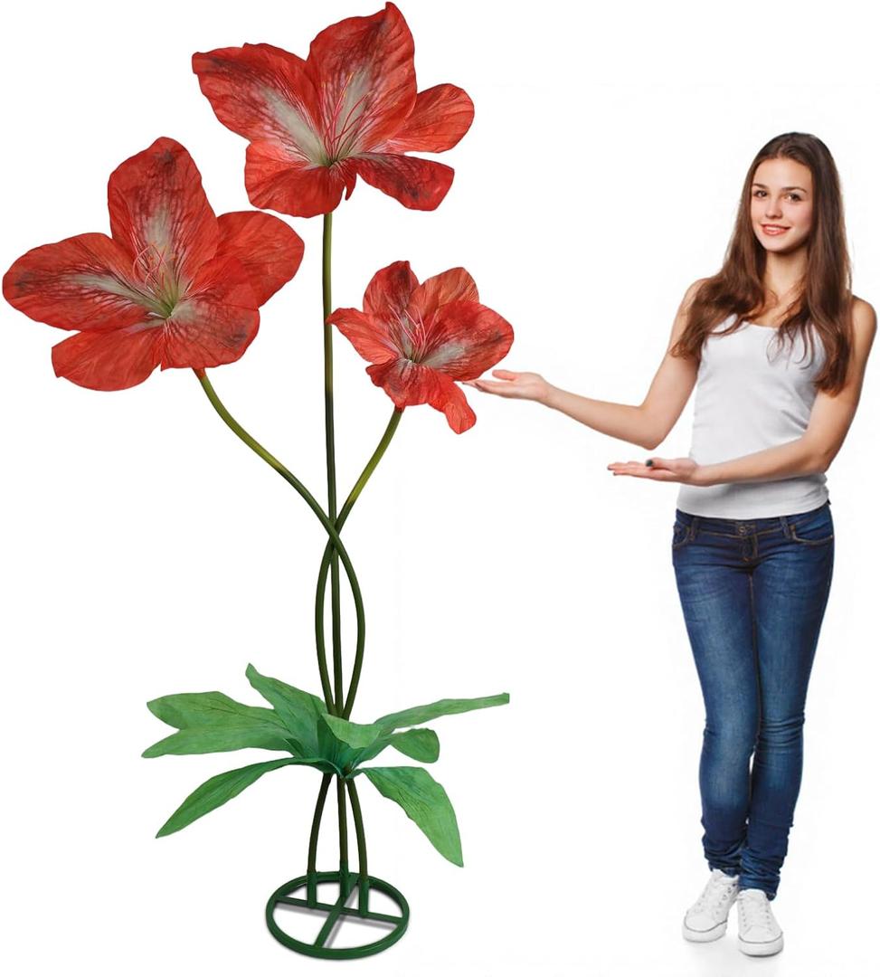 Giant Artificial Flower 3PCS 3D Realistic Waterproof Fake Flowers Durable Easy Maintenance Perfect for Home Garden Weddings Events Christmas Graduation Party Decorations (orange1)