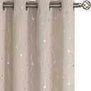 BGment Blackout Curtains 90 Inch Length 2 Panels Set, Grommet Thermal Insulated Blackout Curtains with Wave Line and Dots Printed for Bedroom,Camel, 2 Panels, Each Panel 52 x 90 Inch