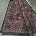 Vintage Washable Dark Brown Rugs for Living Room, 8x10 Area Rugs for Dining Room Under Table, Bedroom, Black Brown Deep Olive Taupe Espresso Accent Floral Carpet Non-Slip, Low Pile Stain Resistant