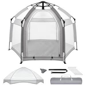 Palopalo Pop Up Baby Playpen with UPF50+ Canopy & Mosquito Net, Indoor & Outdoor Foldable Play Pen for Babies and Toddlers, Portable Baby Beach Tent with Travel Bag, Pop Up Pack and Play Yard, Grey (59*43'')