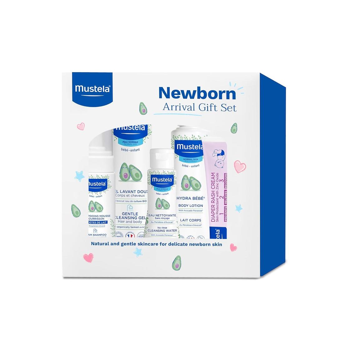 Mustela Newborn Arrival Gift Set  Baby Skincare & Bath Time Essentials  Natural & Plant Based  5 Items Set