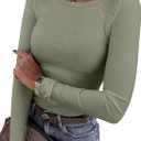 ANRABESS Women Long Sleeve Shirts Rib Knit Slim Fit Tops Basic Tee Spring Outfits Casual T-Shirt Underscrubs Layer Clothes, M